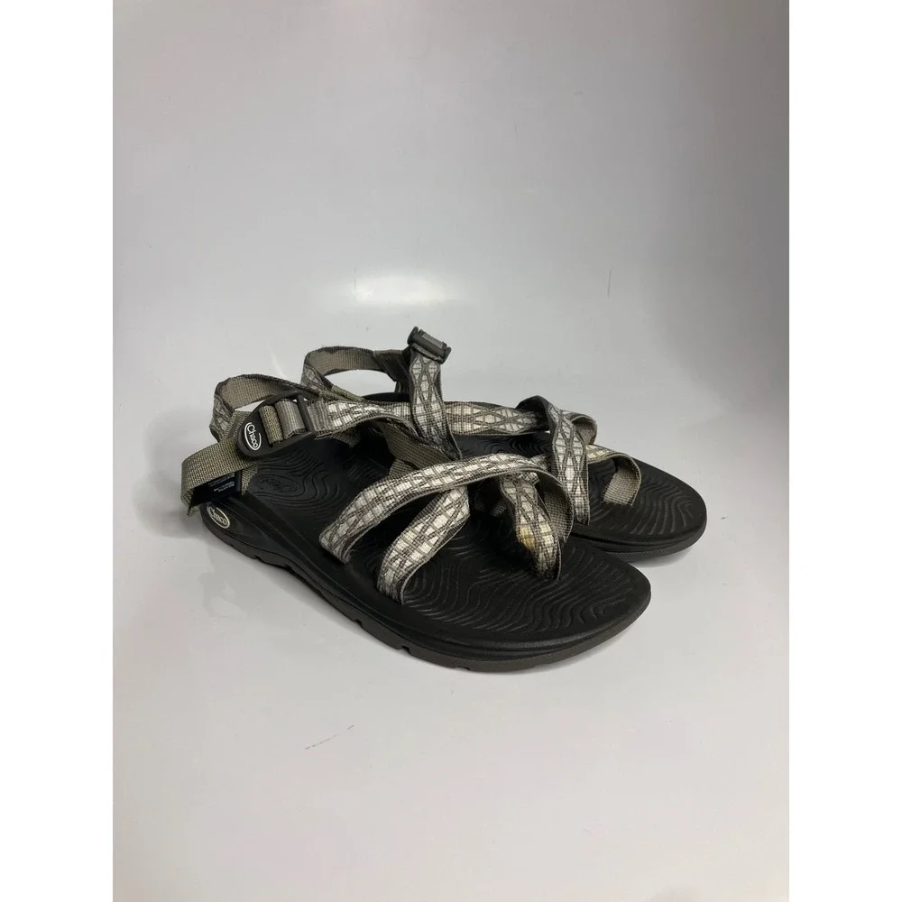 Chaco Z/Cloud 2 Sandals Women 9 Gray Excellent Strappy Athletic Toe Loop Sandals